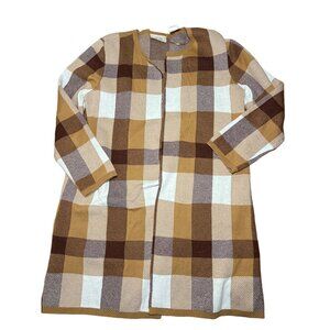 Ann Taylor Loft Plaid Open Front  Duster Cardigan Sweater Women’s Small